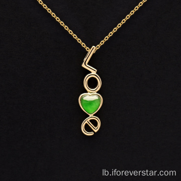 18k giel Gold äisegem Jadeite Pendant